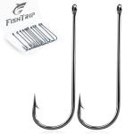 FishTrip 100 Pack Aberdeen Fishing Hooks Freshwater, Long Shank Light Wire Worm Hooks - Live Bait Hooks for Sunfish Bass Trout Crappie Bream Panfish Bluegill Size 4