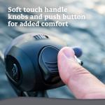 Shakespeare Synergy Spincast Fishing Reel, Size 20, Ultra-Ergonomic Reel Design, Stamped Steel Handle Arm, Pre-spooled with Stren Line