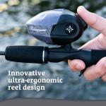 Shakespeare Synergy Spincast Fishing Reel, Size 20, Ultra-Ergonomic Reel Design, Stamped Steel Handle Arm, Pre-spooled with Stren Line