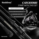 ROOBLINOS BASS Hunter Fishing Rod and Reel Combo-6.9ft Carbon Fiber, 5.2:1 Gear Ratio, 8KG Drag, Freshwater Bass, Trout, and Panfish (BASS Hunter+PE2500S(Shallow Spool), 6.9ft Spinning)