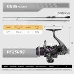 ROOBLINOS BASS Hunter Fishing Rod and Reel Combo-6.9ft Carbon Fiber, 5.2:1 Gear Ratio, 8KG Drag, Freshwater Bass, Trout, and Panfish (BASS Hunter+PE2500S(Shallow Spool), 6.9ft Spinning)
