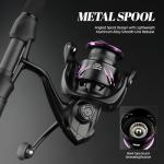 ROOBLINOS BASS Hunter Fishing Rod and Reel Combo-6.9ft Carbon Fiber, 5.2:1 Gear Ratio, 8KG Drag, Freshwater Bass, Trout, and Panfish (BASS Hunter+PE2500S(Shallow Spool), 6.9ft Spinning)