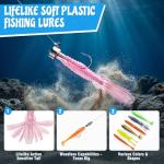 PLUSINNO Fishing Lures Kit, 211pcs Tackle Box with Tackle Included, Bass Fishing Kit with Pre-Rigged Jig Head Lures, Soft Baits, Hooks, Weights, Freshwater Fishing Gear for Walleye Crappie Trout