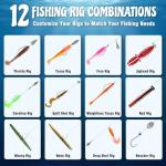 PLUSINNO Fishing Lures Kit, 211pcs Tackle Box with Tackle Included, Bass Fishing Kit with Pre-Rigged Jig Head Lures, Soft Baits, Hooks, Weights, Freshwater Fishing Gear for Walleye Crappie Trout