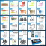 PLUSINNO Fishing Lures Kit, 211pcs Tackle Box with Tackle Included, Bass Fishing Kit with Pre-Rigged Jig Head Lures, Soft Baits, Hooks, Weights, Freshwater Fishing Gear for Walleye Crappie Trout