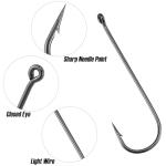 Dr.Fish 100 Pack Aberdeen Fishing Hooks Freshwater, Straight Shank Light Wire Worm Hooks for Bass/Crappie/Bream/Bluegill/Panfish #4