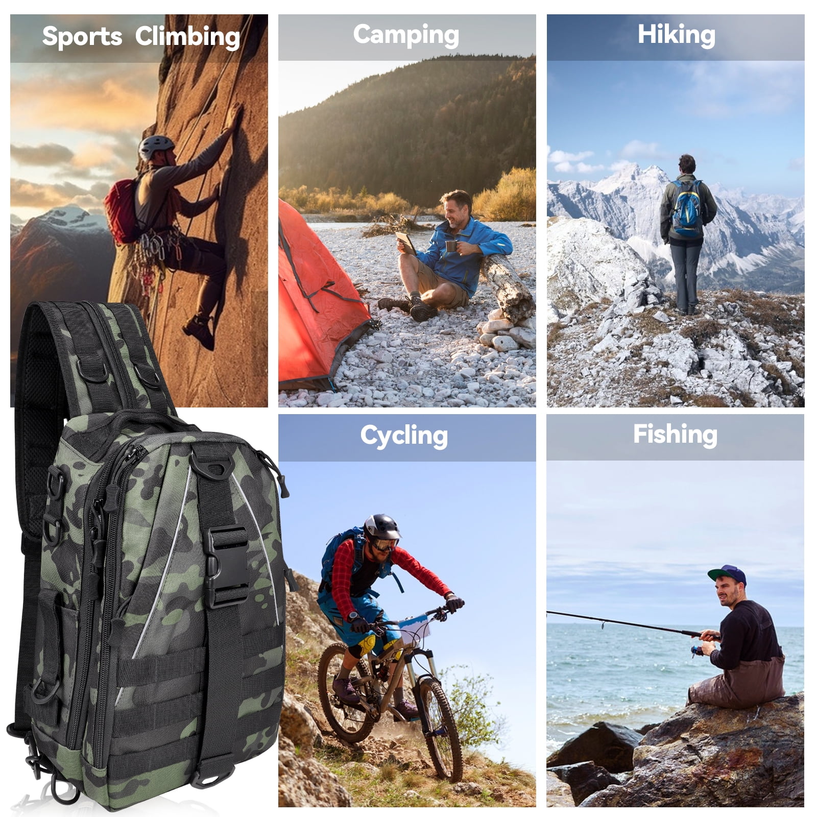 Water-Resistant Fishing Backpack with Rod Holder