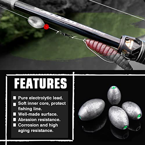 AMYSPORTS 10pcs Egg Lead Fishing Weights Kit