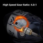 RUNCL Spincast Fishing Reel, Upgrade No-Rust Push Button Casting Design, 4.0:1 Gear Ratio, 17.5 LB Max Drag, Reversible Handle for Left/Right, Includes Monofilament Line, Gift for Fishing Lover