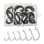 Bass Fishing Worm Hooks Set with Storage Box