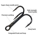200 Pack High Carbon Steel Fishing Treble Hooks