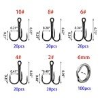 200 Pack High Carbon Steel Fishing Treble Hooks