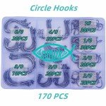 170PCS 2X Strong Circle Hooks for Fishing