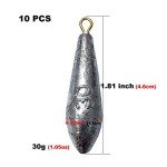 10 Fishing Bottom Sinkers Weights - 1.05 oz