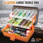 PLUSINNO 3-Layer Tackle Box with 415PCS Lures