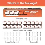 Garage Fishing Rod Holder - Wall or Ceiling Mount (4 Pack)