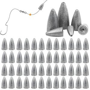 50pcs Bullet Fishing Sinkers for Bass Fishing