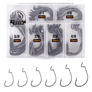 UCEC EWG Offset Worm Hooks - 100pcs Variety