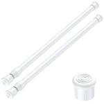 AIZESI 2PCS White Tension Rod 16.5 to 28 Inch, Adjustable Spring Curtain Rod No Drilling, Spring Tension Rods for Window DIY Projects Cupboard Wardrobe Small Curtain Rods Short Tension Rod