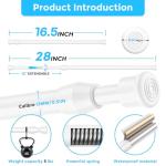AIZESI 2PCS White Tension Rod 16.5 to 28 Inch, Adjustable Spring Curtain Rod No Drilling, Spring Tension Rods for Window DIY Projects Cupboard Wardrobe Small Curtain Rods Short Tension Rod