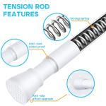White Tension Curtain Rod for Windows 28 to 48 inch Adjustable Expandable Pressure Spring Curtain Rod No Drilling Curtain Rod for Bedroom Doorway Closet Door