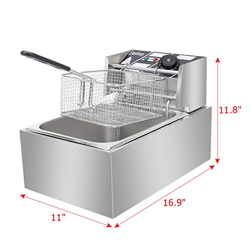 Stainless Steel Countertop Electric Deep Fryer 6.3QT