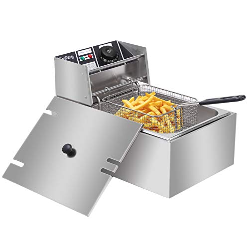 Stainless Steel Countertop Electric Deep Fryer 6.3QT