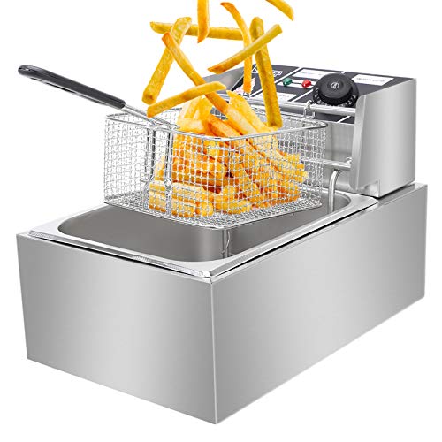 Stainless Steel Countertop Electric Deep Fryer 6.3QT