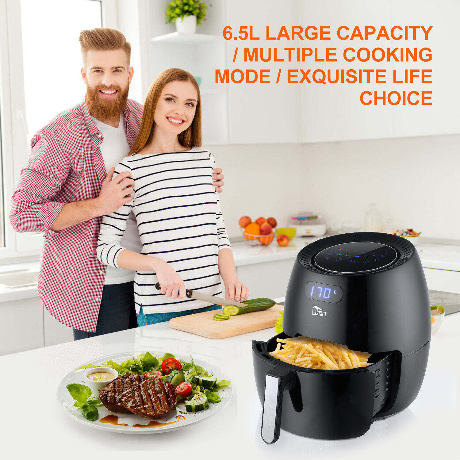 UTEN 6.9QT Oil-Free Air Fryer with Timer