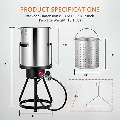 VIVOHOME 30 Qt Turkey Fryer with Propane Burner
