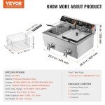 VEVOR 12L Commercial Electric Deep Fryer 6000W