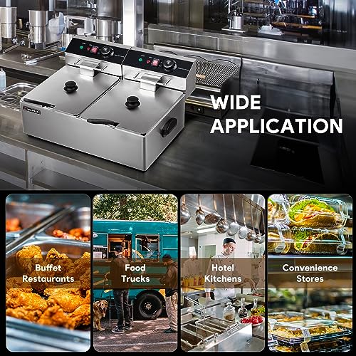 WILPREP 20 lb Electric Deep Fryer with Dual Tanks