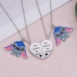Best Friend Stitch Heart Necklace Set of 2