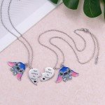 Best Friend Stitch Heart Necklace Set of 2