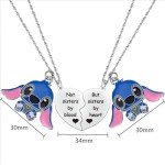 Best Friend Stitch Heart Necklace Set of 2