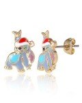 Stitch Christmas Stud Earrings - 18k Gold Plated