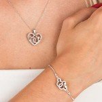 Mickey and Minnie Heart Pendant Necklace in Silver