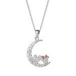Mickey and Minnie Moon Pendant Necklace 18