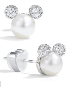 Disney Minnie Mouse Pearl Stud Earrings for Women