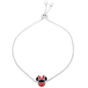 Minnie Mouse Sterling Silver Enamel Lariat Bracelet