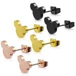 Tiny Mouse Silhouette Stainless Steel Stud Earrings