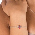 Minnie Mouse Sterling Silver Enamel Lariat Bracelet