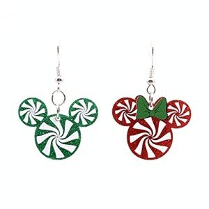 Mickey & Minnie Minty Swirl Christmas Earrings