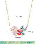 Disney Stitch and Angel Heart Pendant Necklace