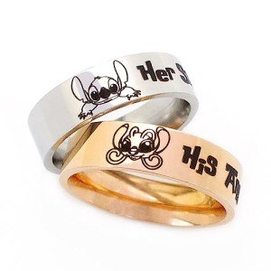 Stitch & Angel Ohana Couple Rings Set