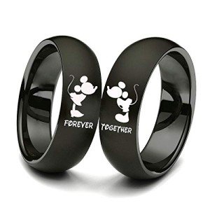 Mickey Mouse His and Hers Titanium Wedding Rings
