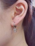 Disney Mouse Hoop Earrings with Pink CZ Charm