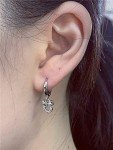Disney Mouse Hoop Earrings with Pink CZ Charm