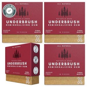 Underbrush Cinnamon Remineralizing Gum with Xylitol - 4 Pack