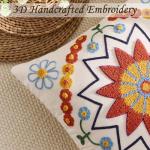 Embroidered Boho Floral Throw Pillow Cover 18x18